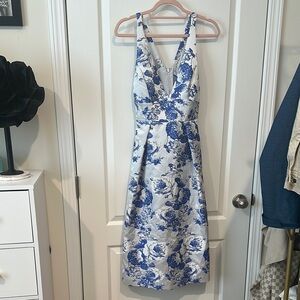 ANTONIO MELANI Blue and White Halter Sundress